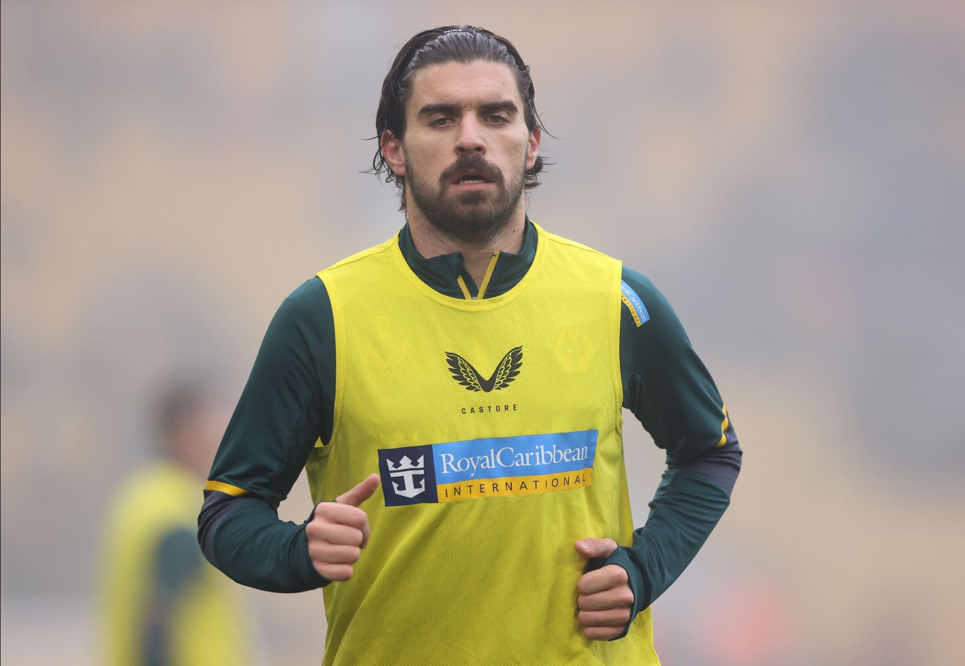 Ruben Neves warms up for Wolverhampton Wanderers.