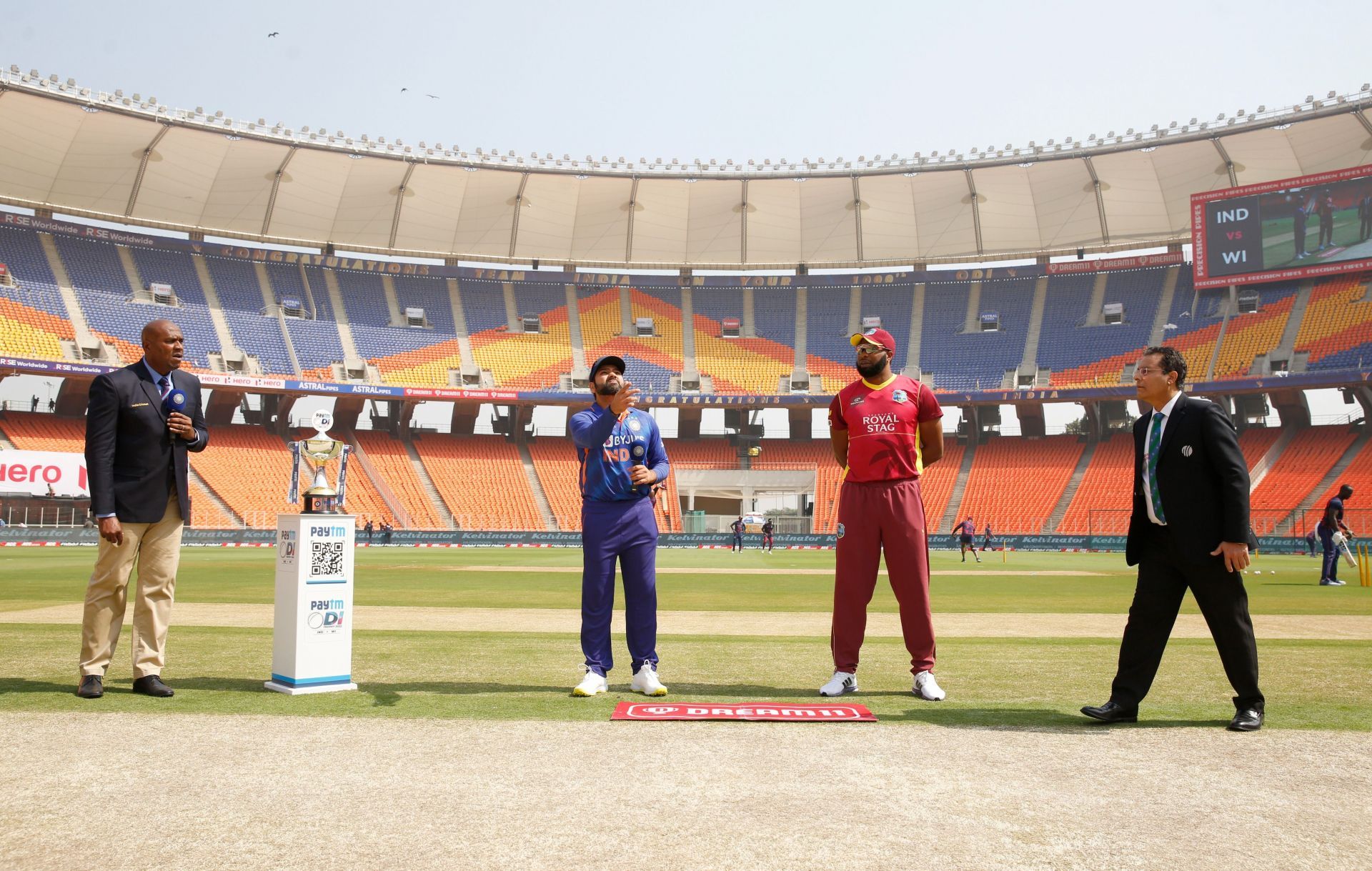 Rohit Sharma won the toss in the first ODI against West Indies [P/C: BCCI]