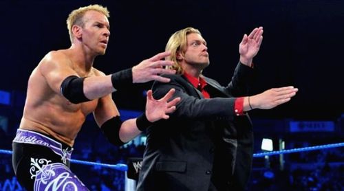 Edge and Christian strike a 'five-second pose' for the WWE Universe