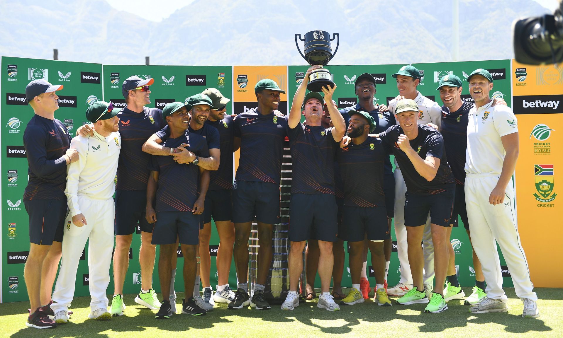 Dean Elgar's men won their three-match Test series against India. (Credits: Getty)