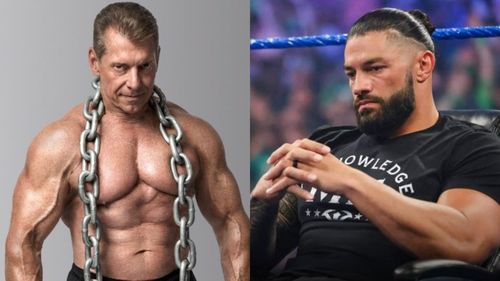 Vince McMahon (left); Roman Reigns (right)