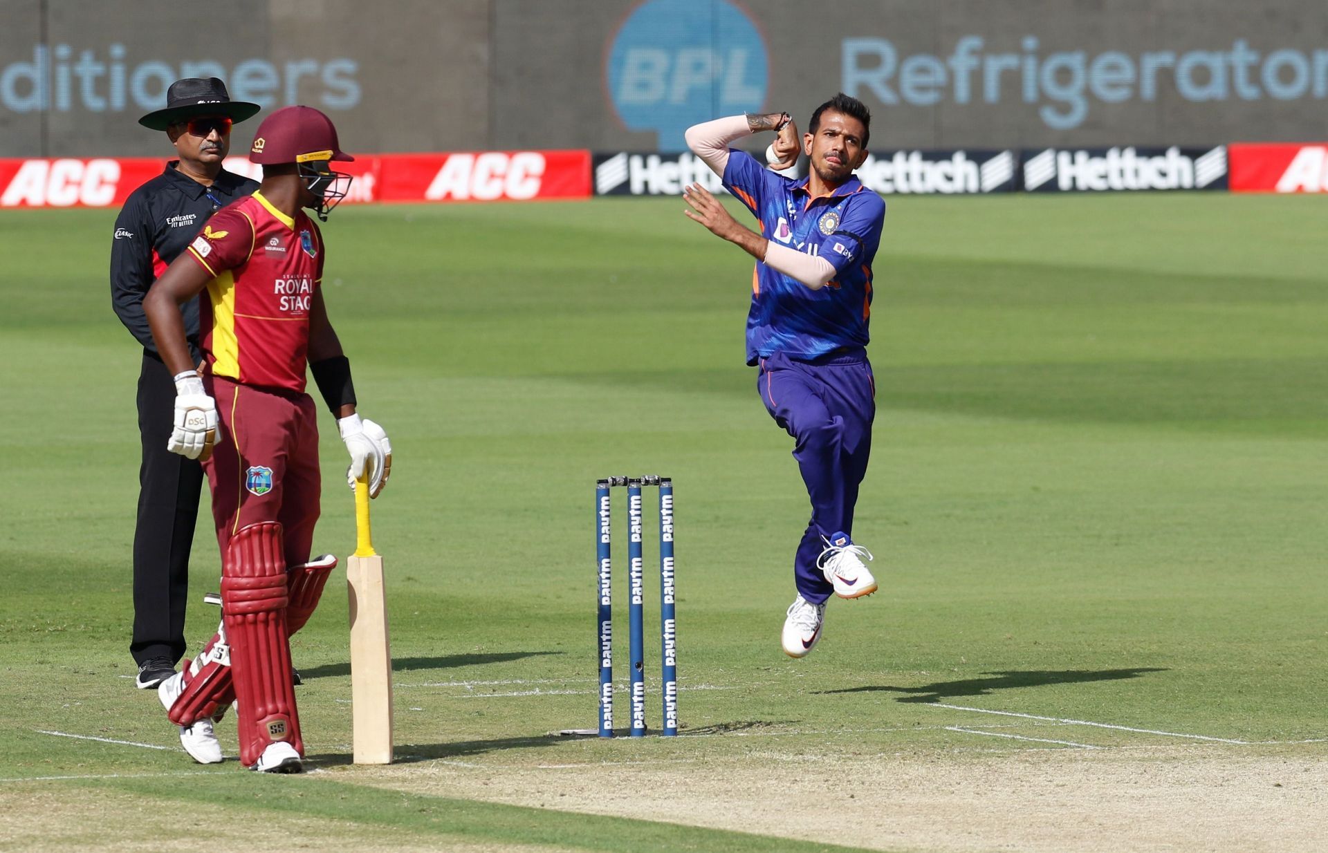 Yuzvendra Chahal crossed the 100-wicket mark in ODI cricket during the encounter [P/C: BCCI]