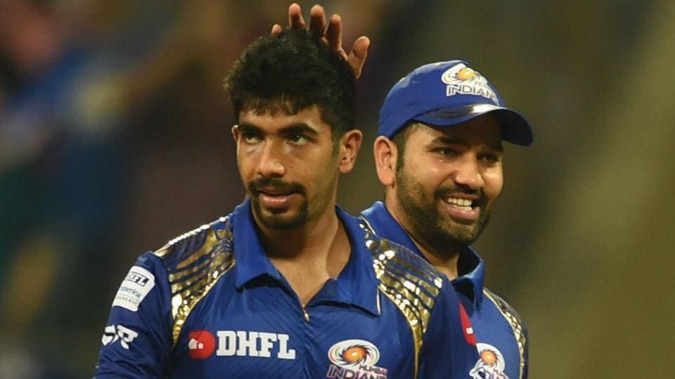 Jasprit Bumrah (L) and Rohit Sharma.