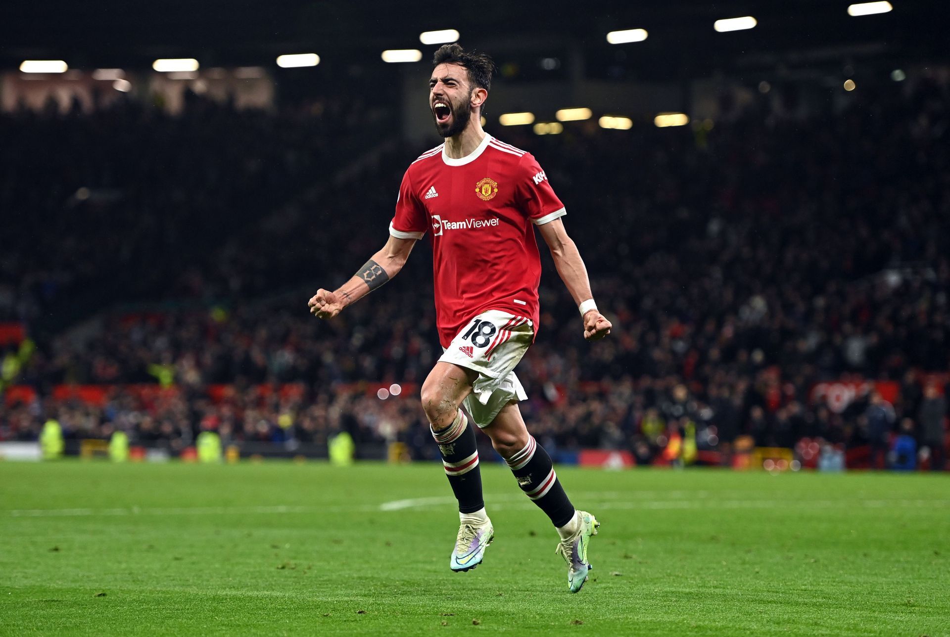 Fernandes after scoring the winner against Brighton