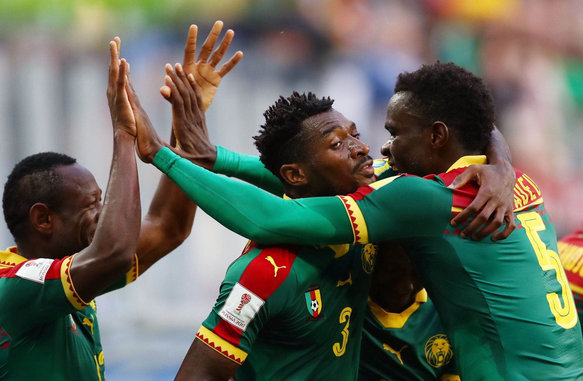 Cameroon in action at the FIFA Confederations Cup 2017