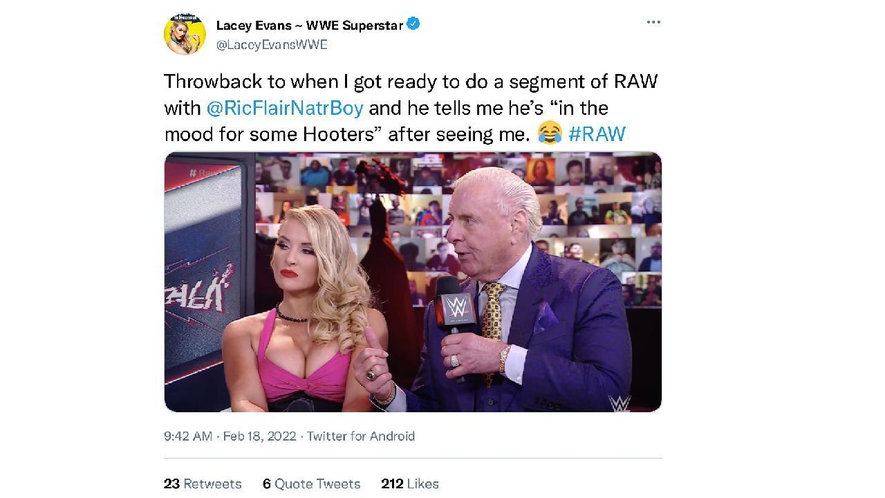 A screengrab of Lacey Evans&#039; now-deleted tweet