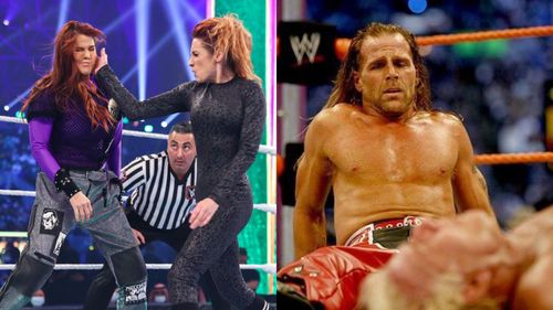 Becky Lynch vs. Lita (left) / Shawn Michaels vs. Ric Flair (right)