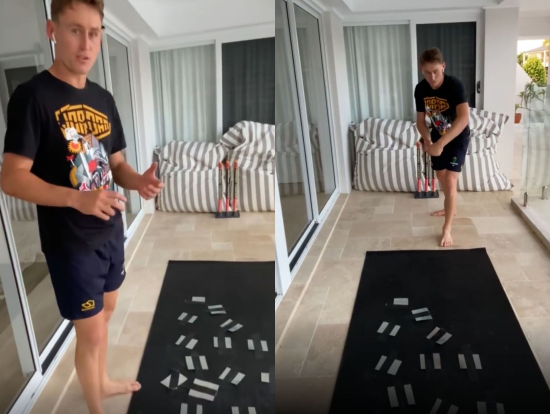 Marnus Labuschagne recreates spinning conditions in his backyard (PC: Instagram)