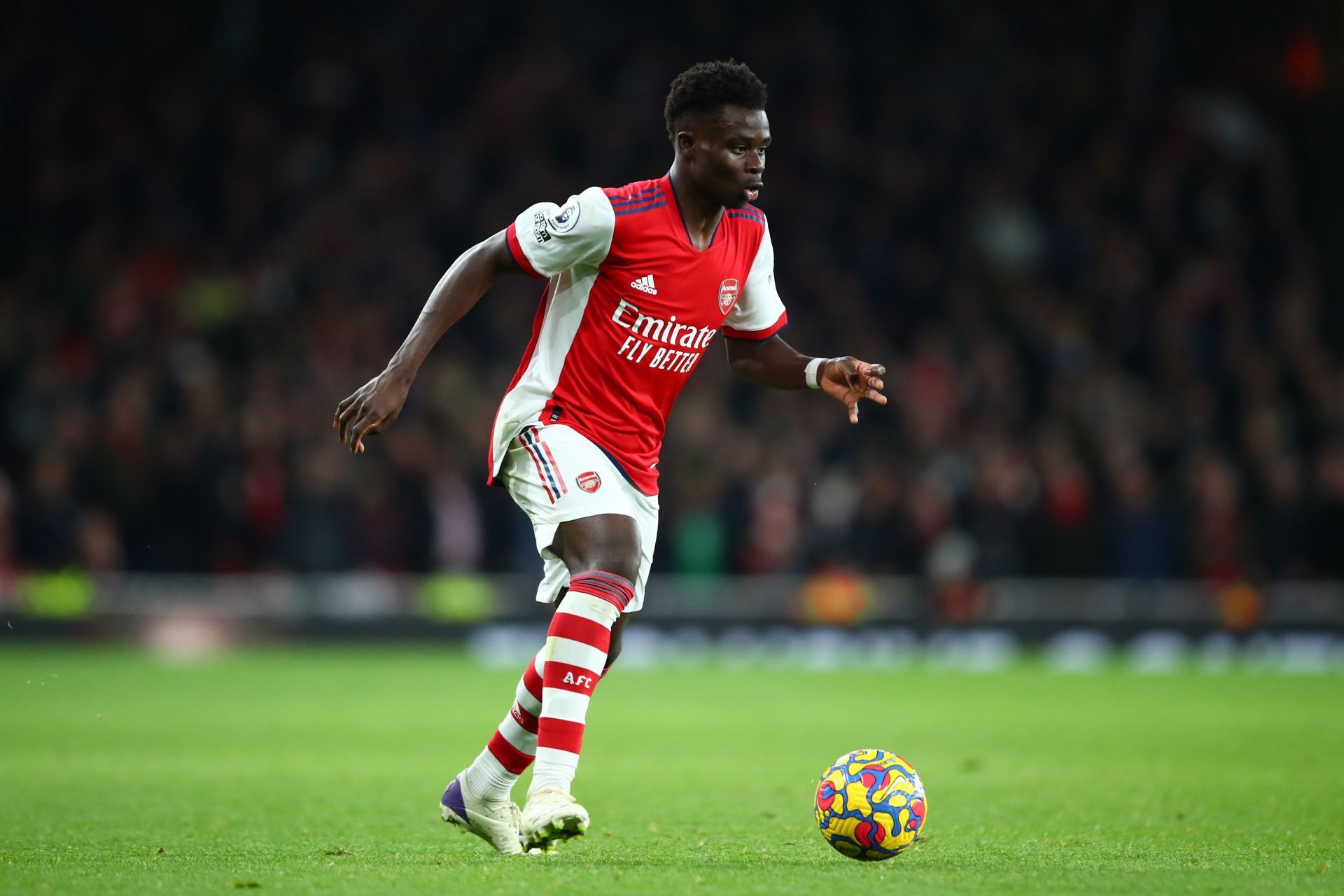 Arsenal&#039;s Bukayo Saka in action