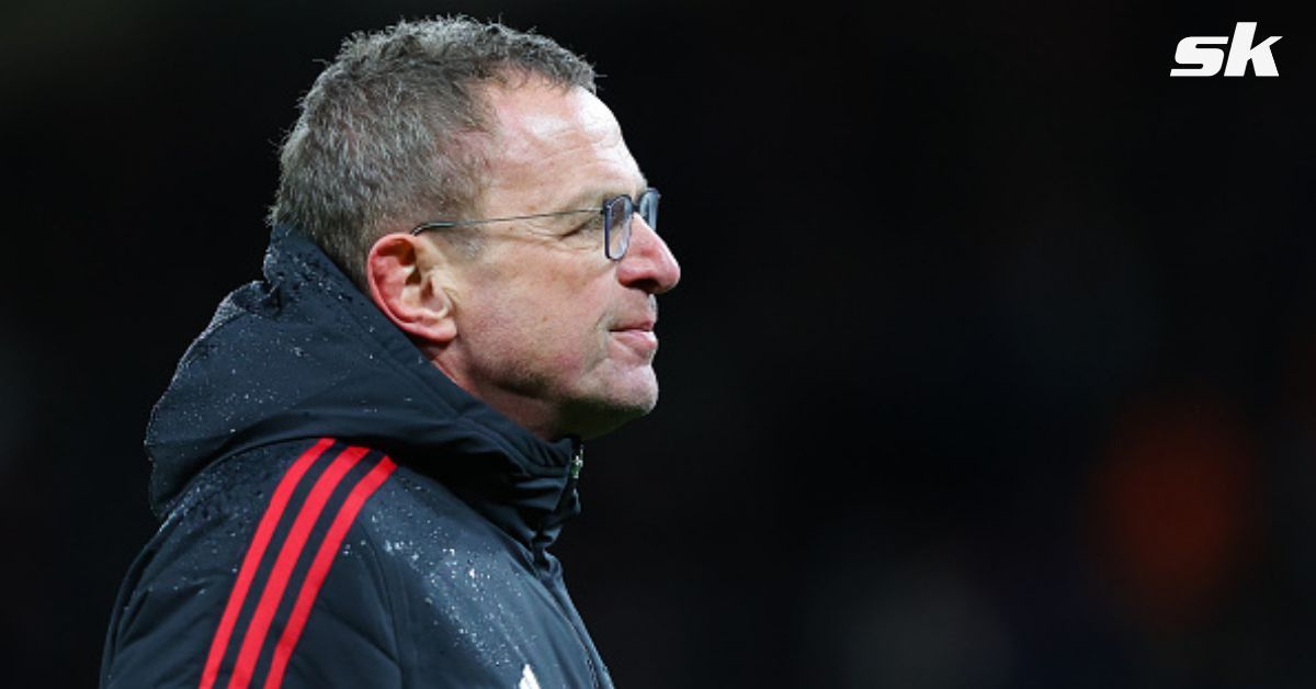 Manchester United interim manager Ralf Rangnick looks on.