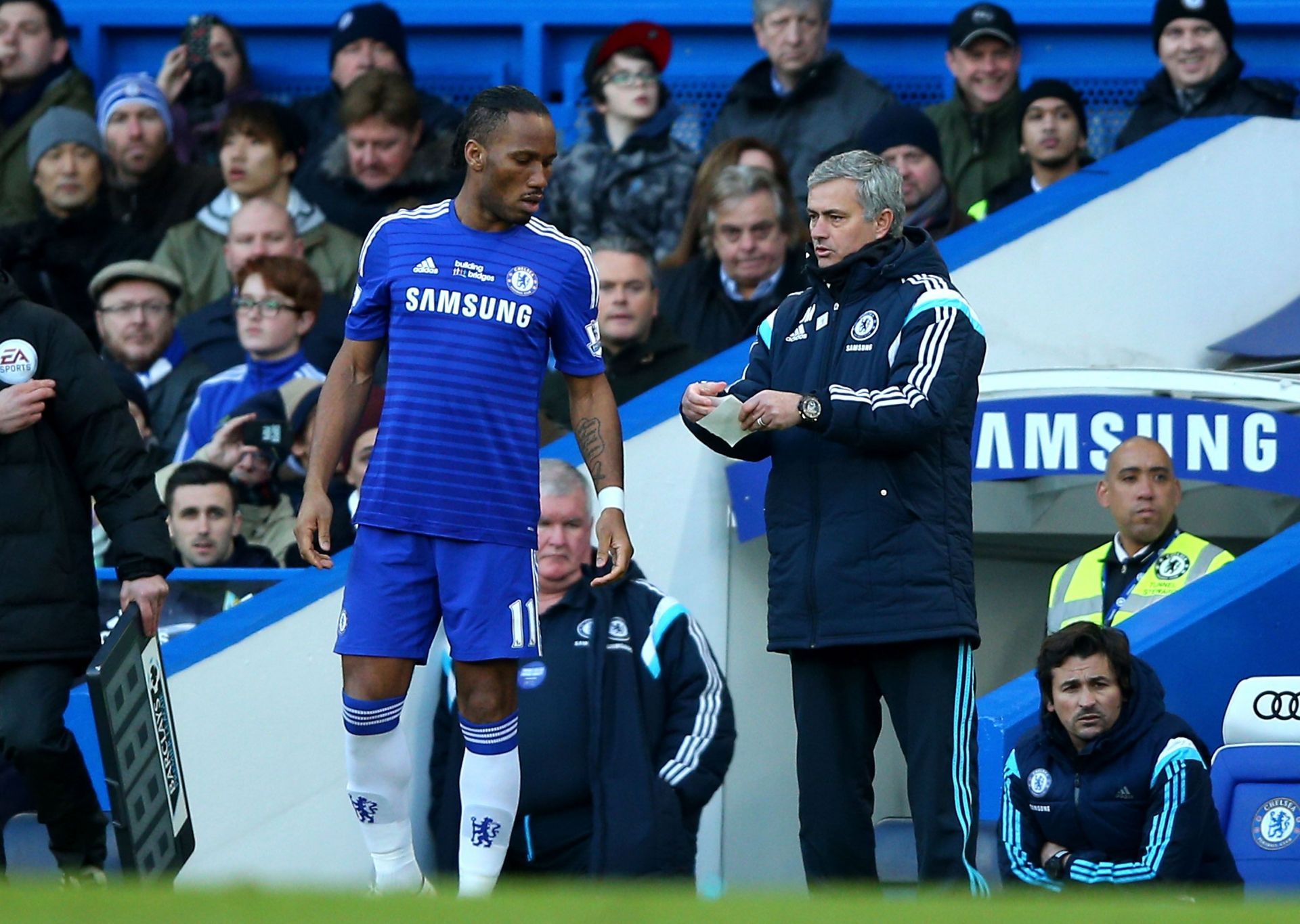 Didier Drogba (left) was one of the star performers under Mourinho (right).