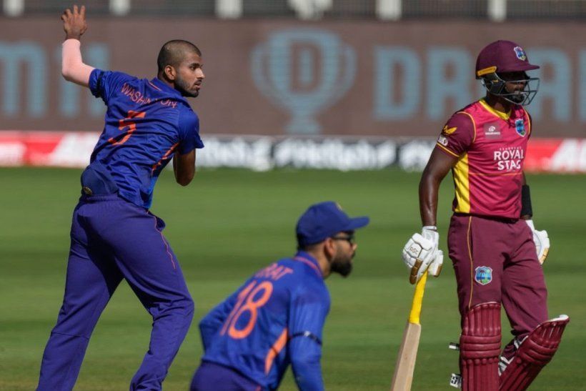 Washington Sundar took 3 wickets against West Indies.