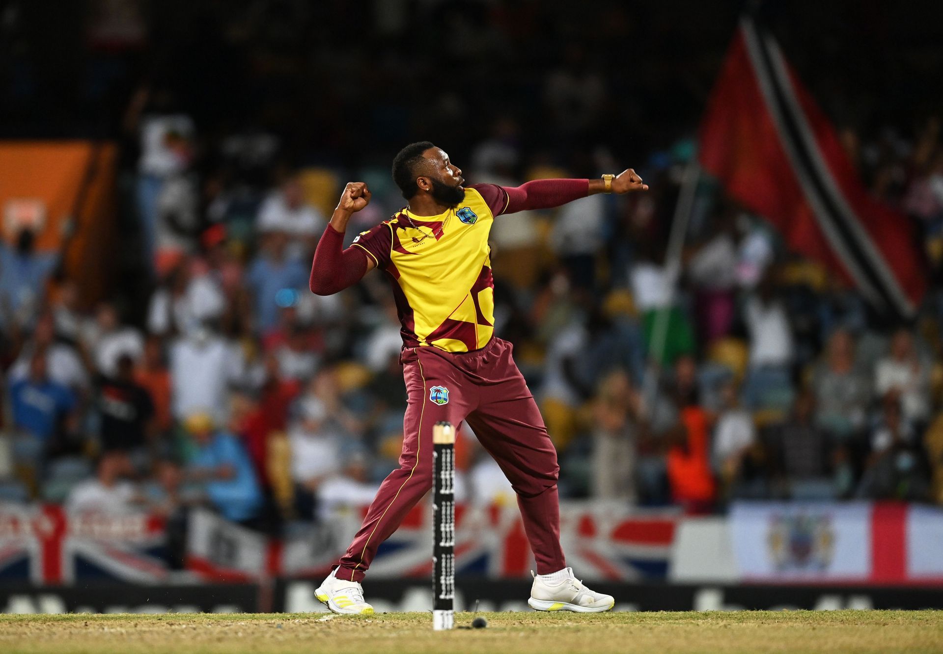 Kieron Pollard in action in West Indies vs England - T20 International Series Third T20I