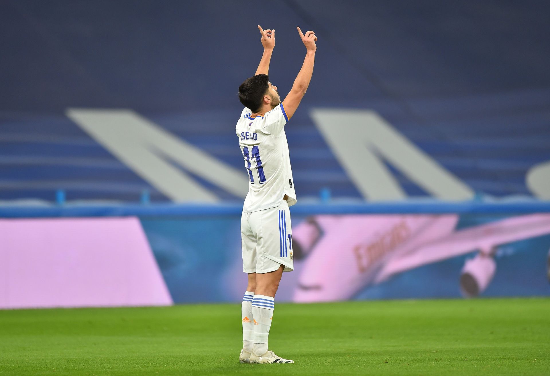 Marco Asensio celebrates after scoring against Alaves.