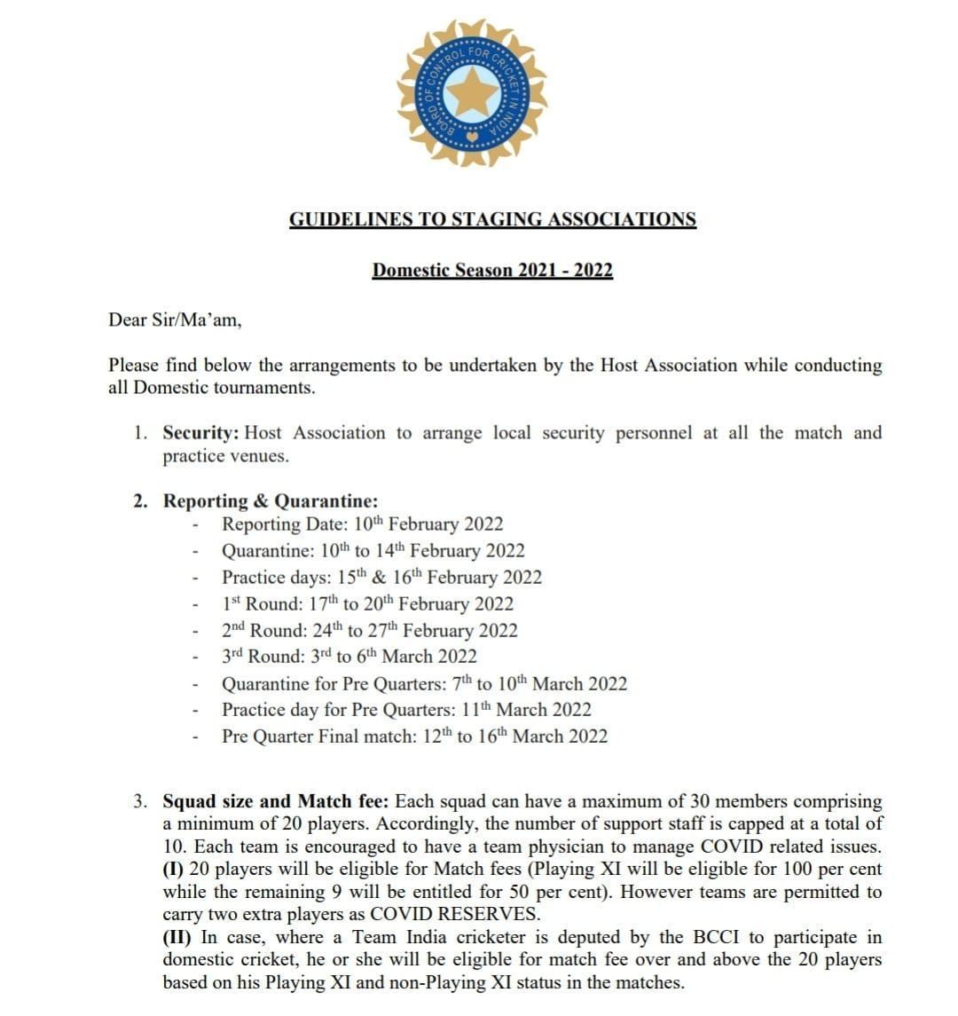 Guidelines issued by the BCCI to state associations. (PC: BCCI)