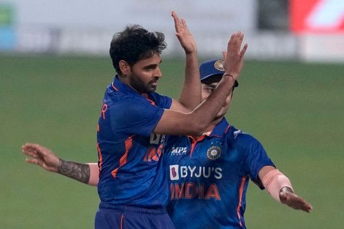 Bhuvneshwar (L) was in his element against the West Indies (Pic Credits: News18)