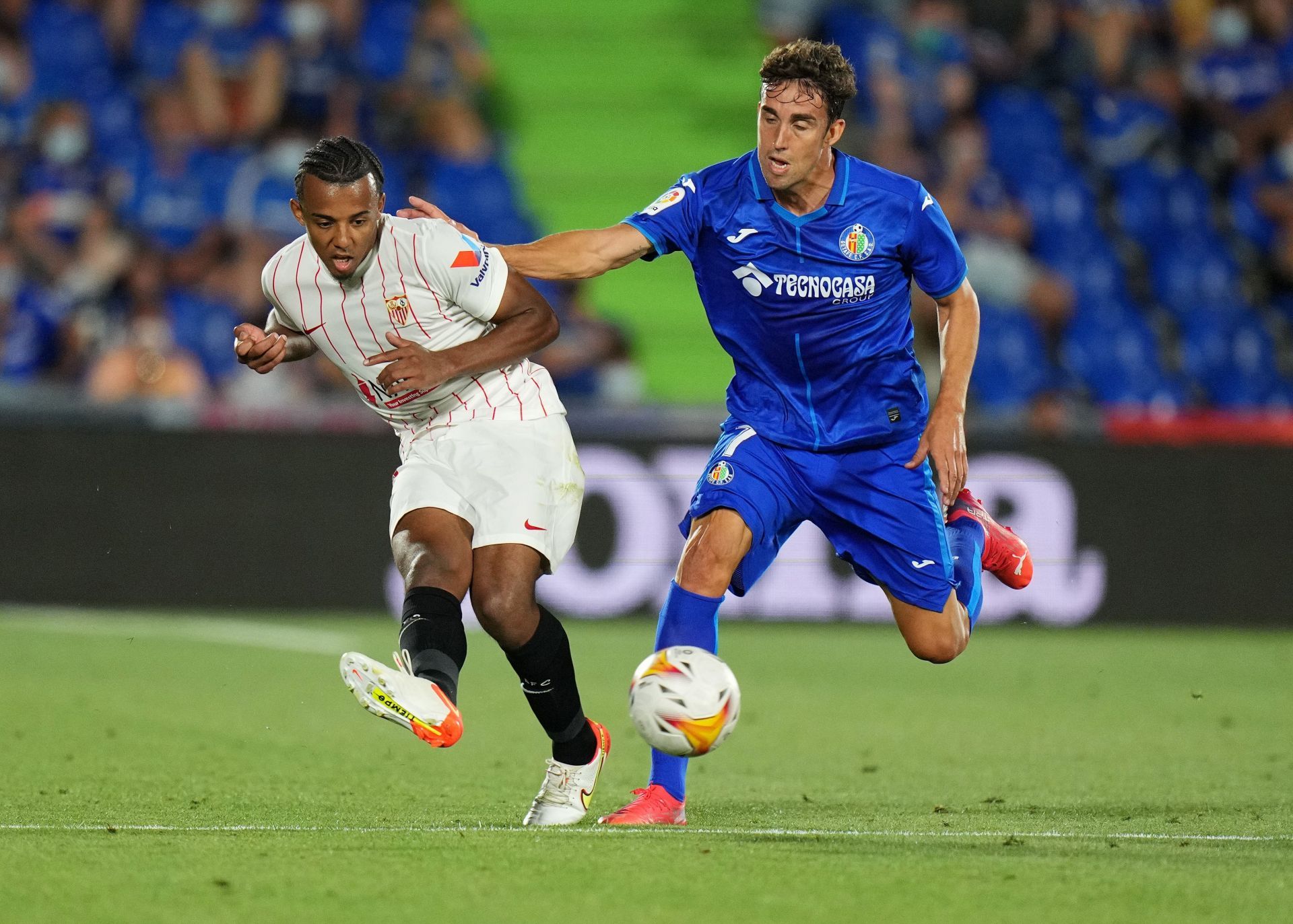 Jules Kounde in action vs Getafe CF for Sevilla FC - La Liga Santander