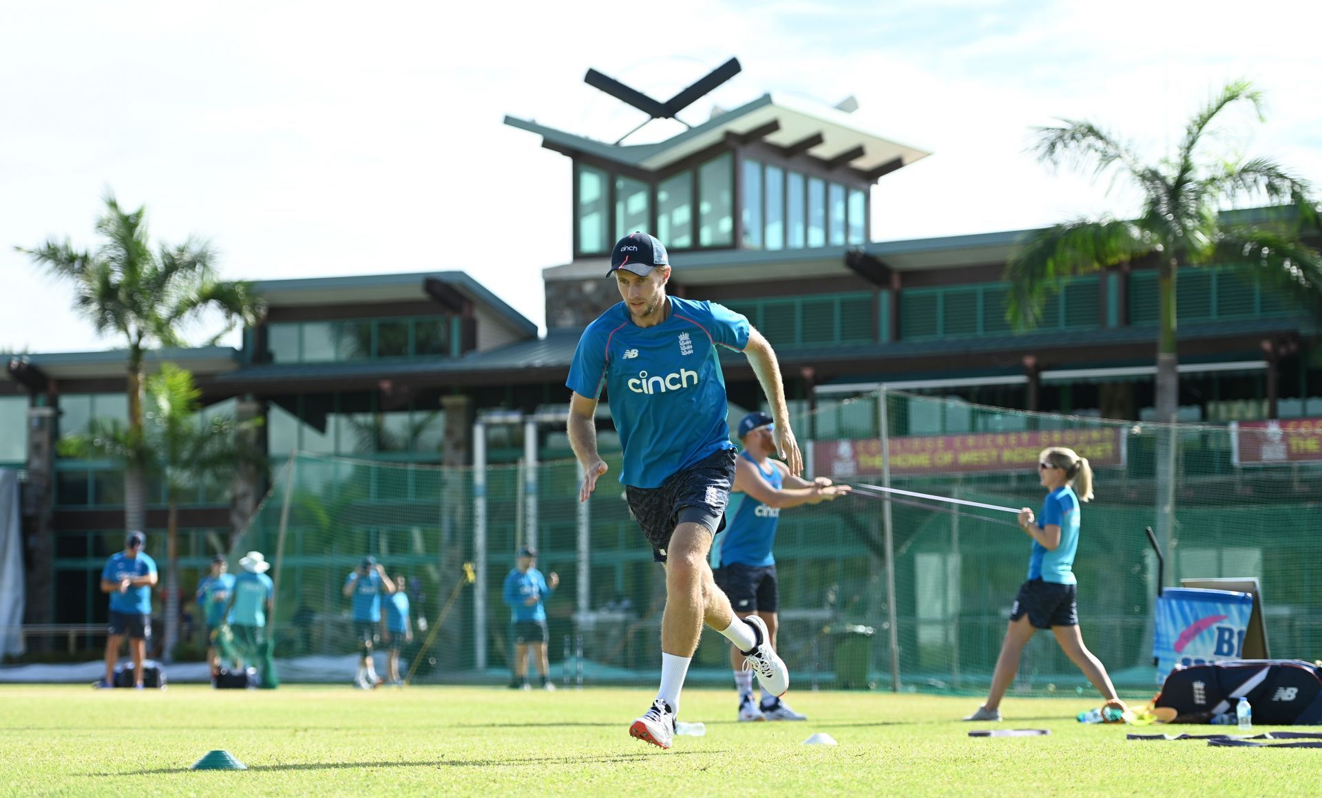 Joe Root during an England Nets Session in Antigua.