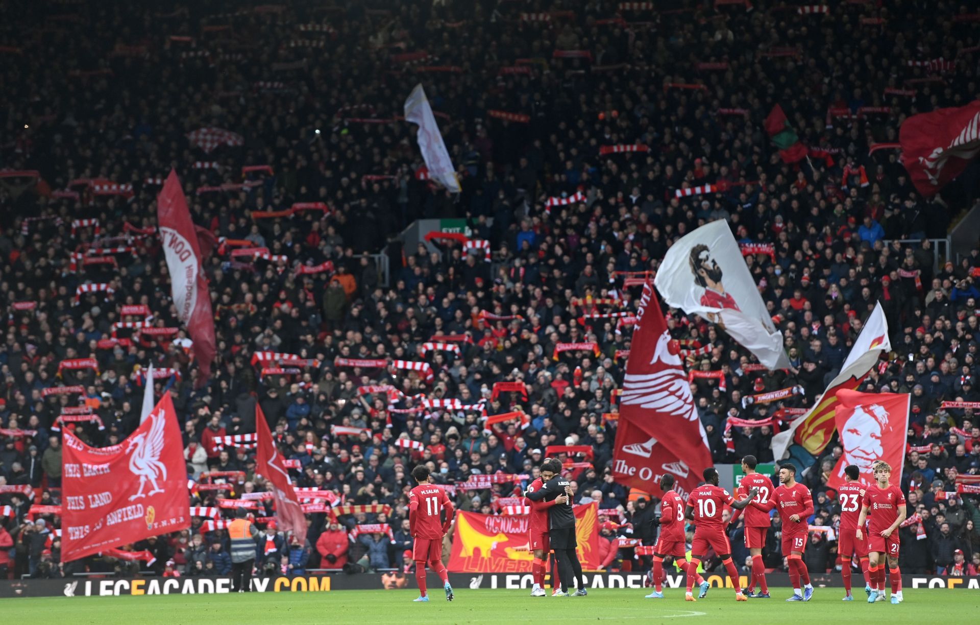 Liverpool supporters in full voice at Anfield