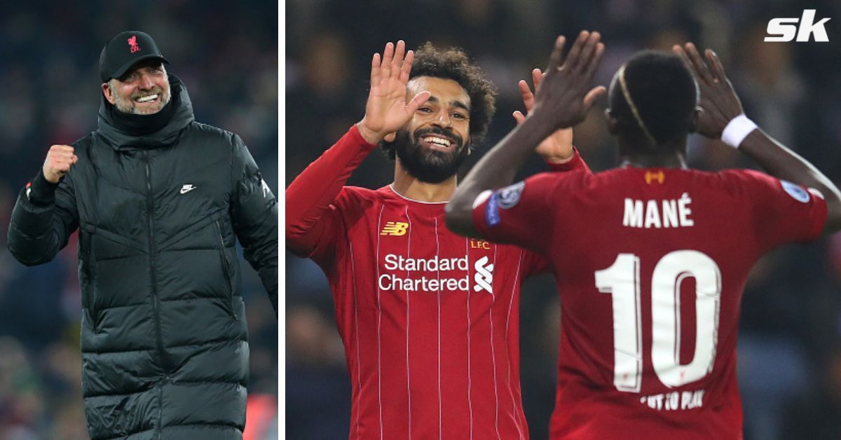 Liverpool manager Jurgen Klopp; Sadio Mane and Mohamed Salah.