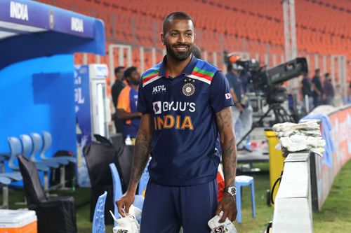 Pandya during India v England - 5th T20 International last year. Getty Images