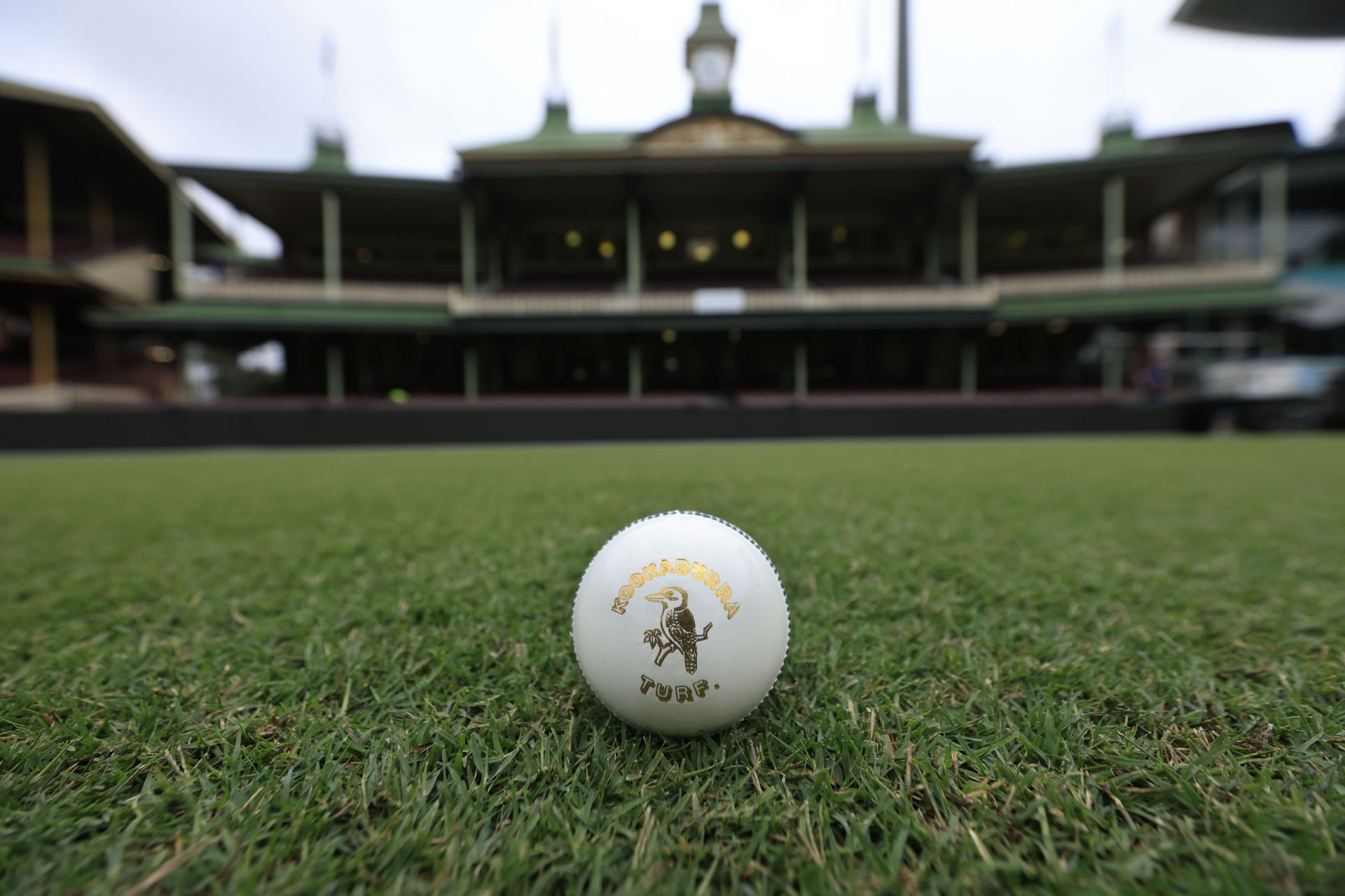 Closeup of Kookaburra white ball