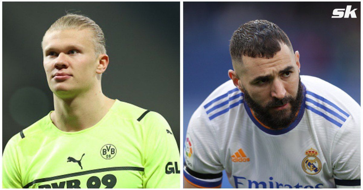 Karim Benzema (right) could leave if Erling Haaland arrives at the Santiago Bernabeu.