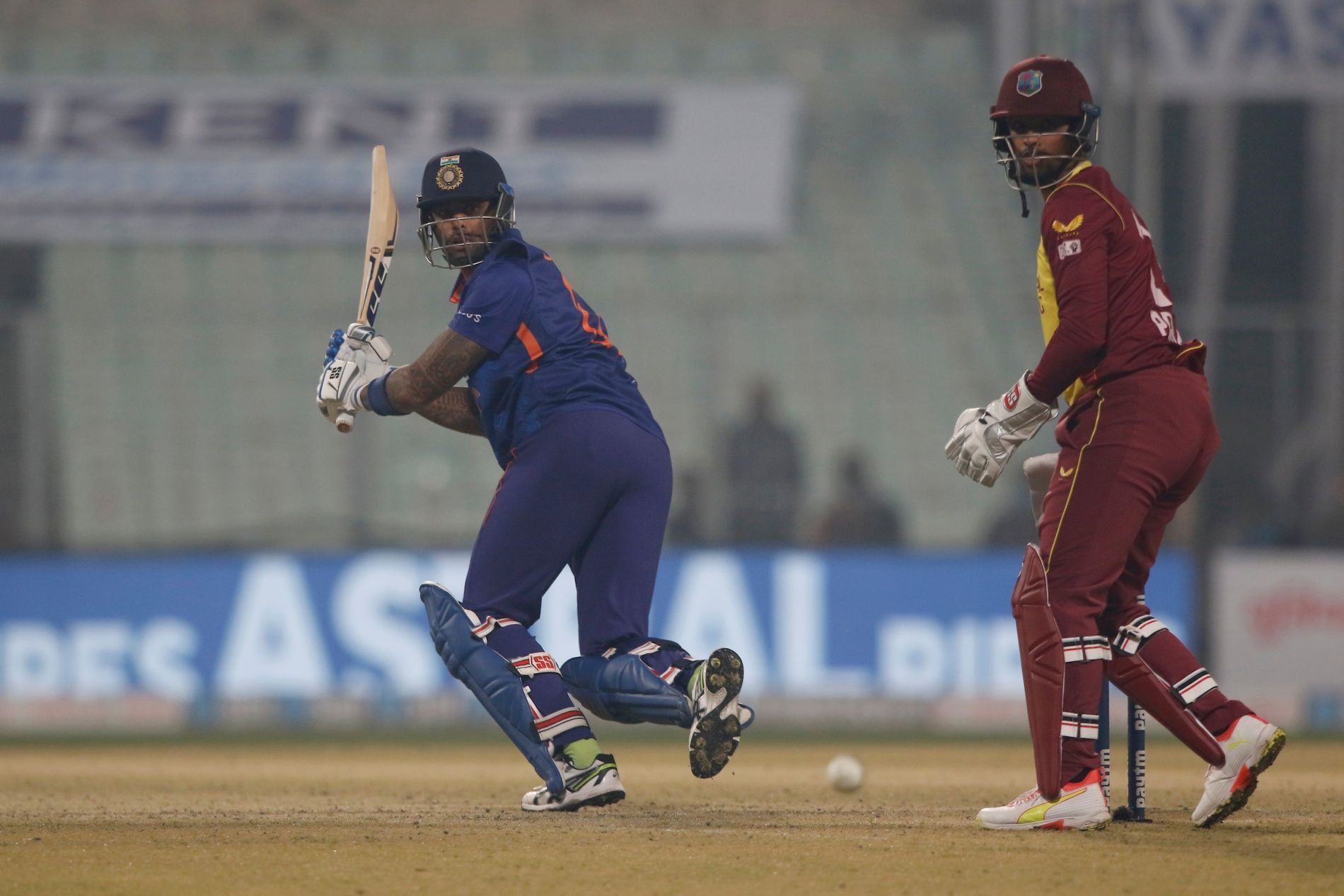 Suryakumar Yadav guided India home in the 1st T20I. Pic: ICC