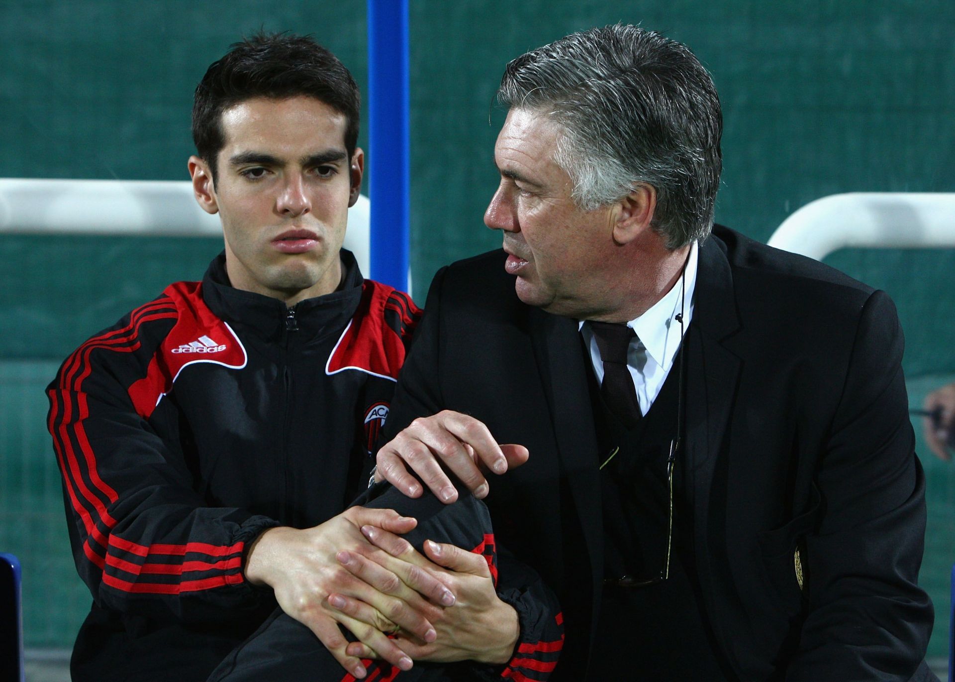 Kaka (left) won the Ballon d&#039;Or during his time under Carlo Ancelotti.