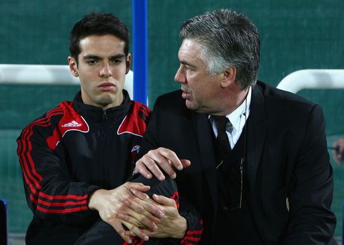 Kaka (left) won the Ballon d'Or during his time under Carlo Ancelotti.