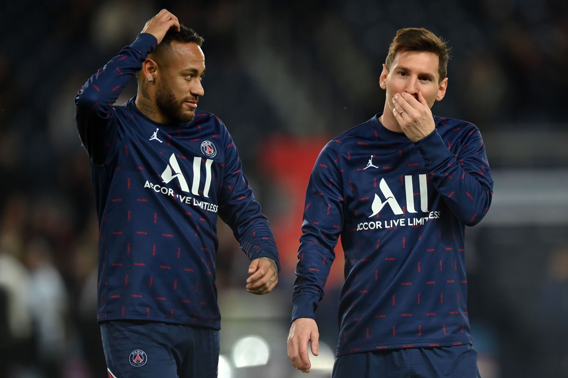 Neymar and Lionel Messi of PSG