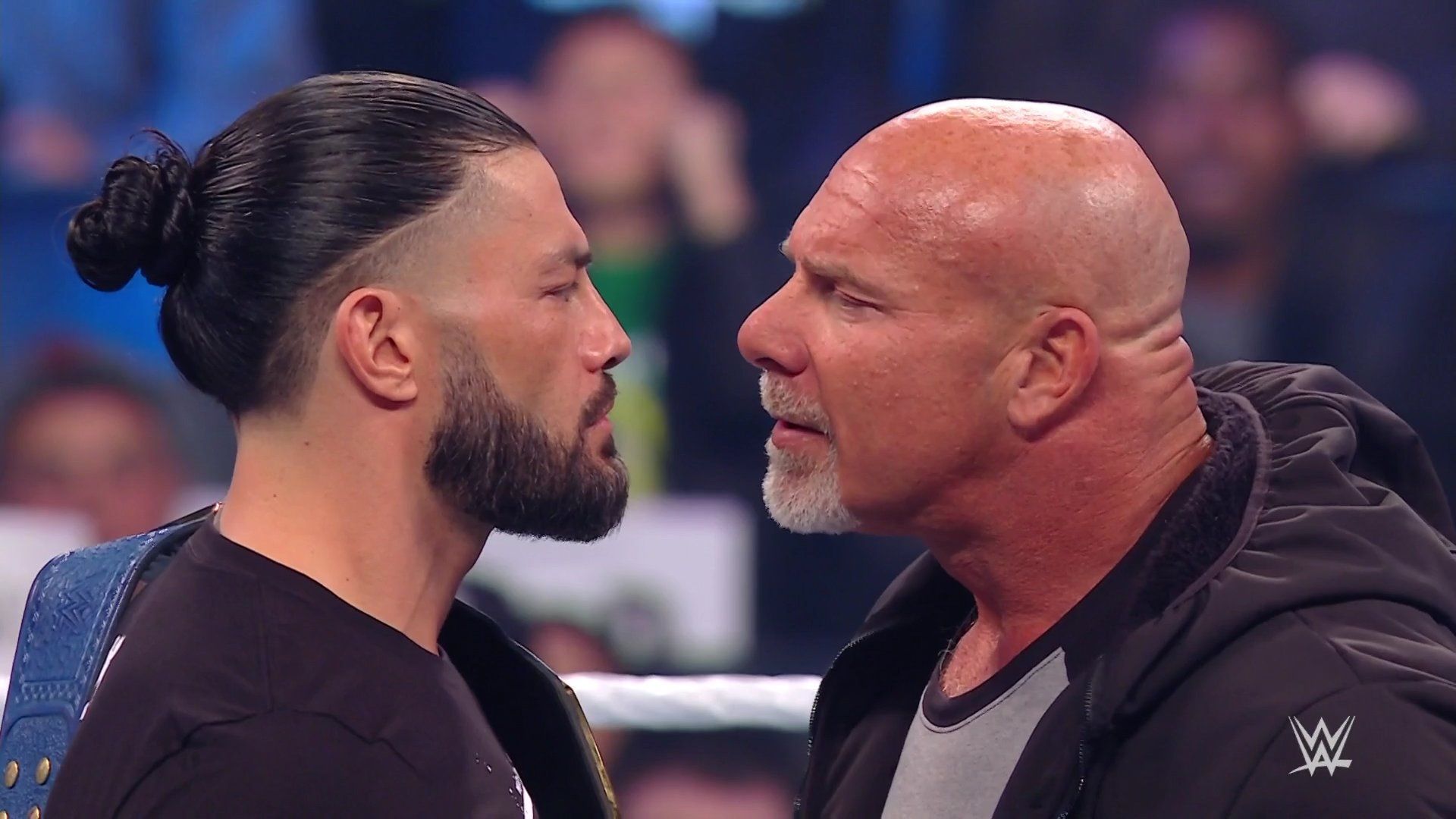 Goldberg returned on tonight&#039;s SmackDown to confront Roman Reigns