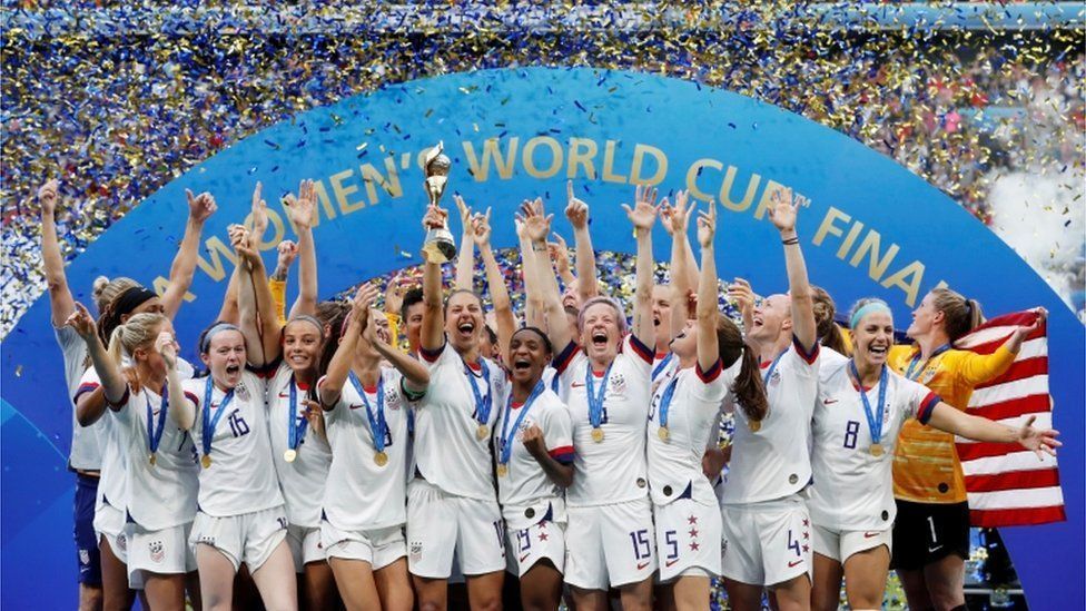 US National Women&#039;s Team celebrating the 2019 FIFA Women&#039;s World Cup victory