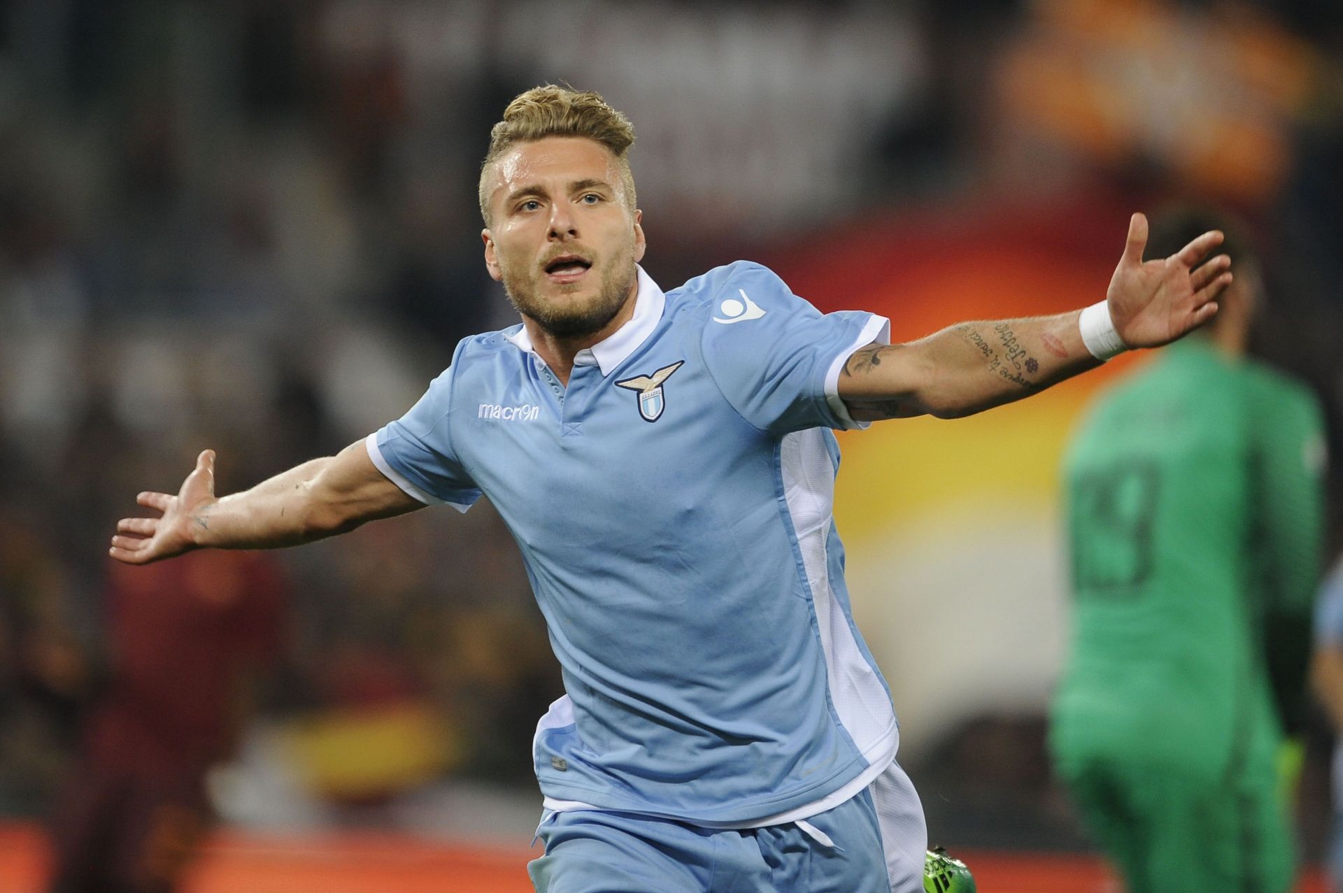 Ciro Immobile celebrating when Lazio faced Roma in the TIM Cup