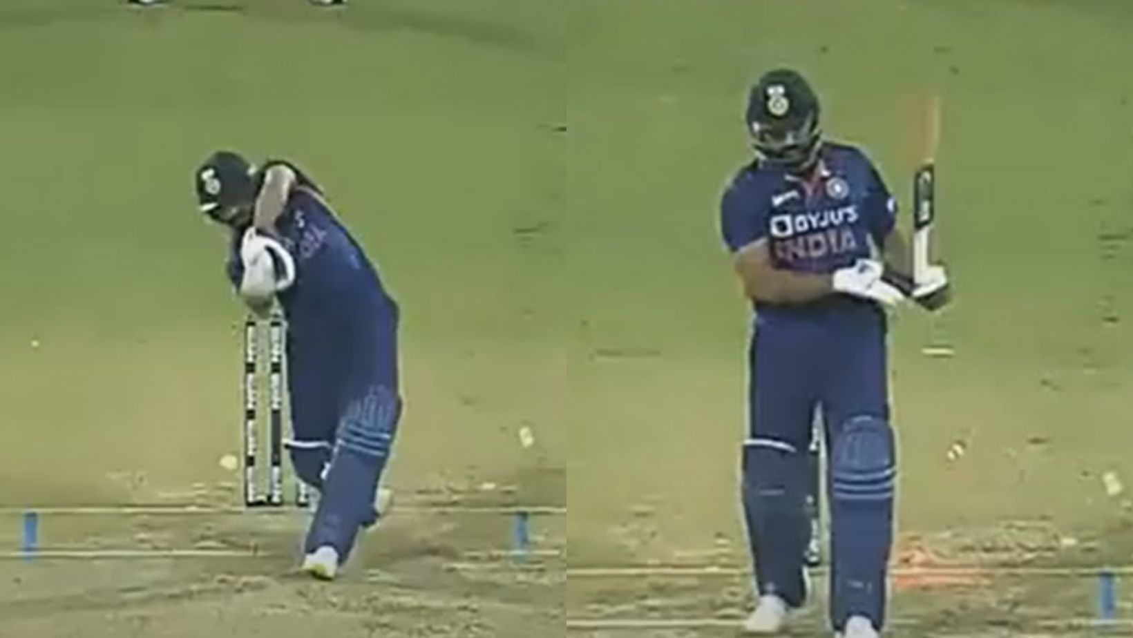 Snippets from Rohit Sharma&#039;s wicket on Sunday