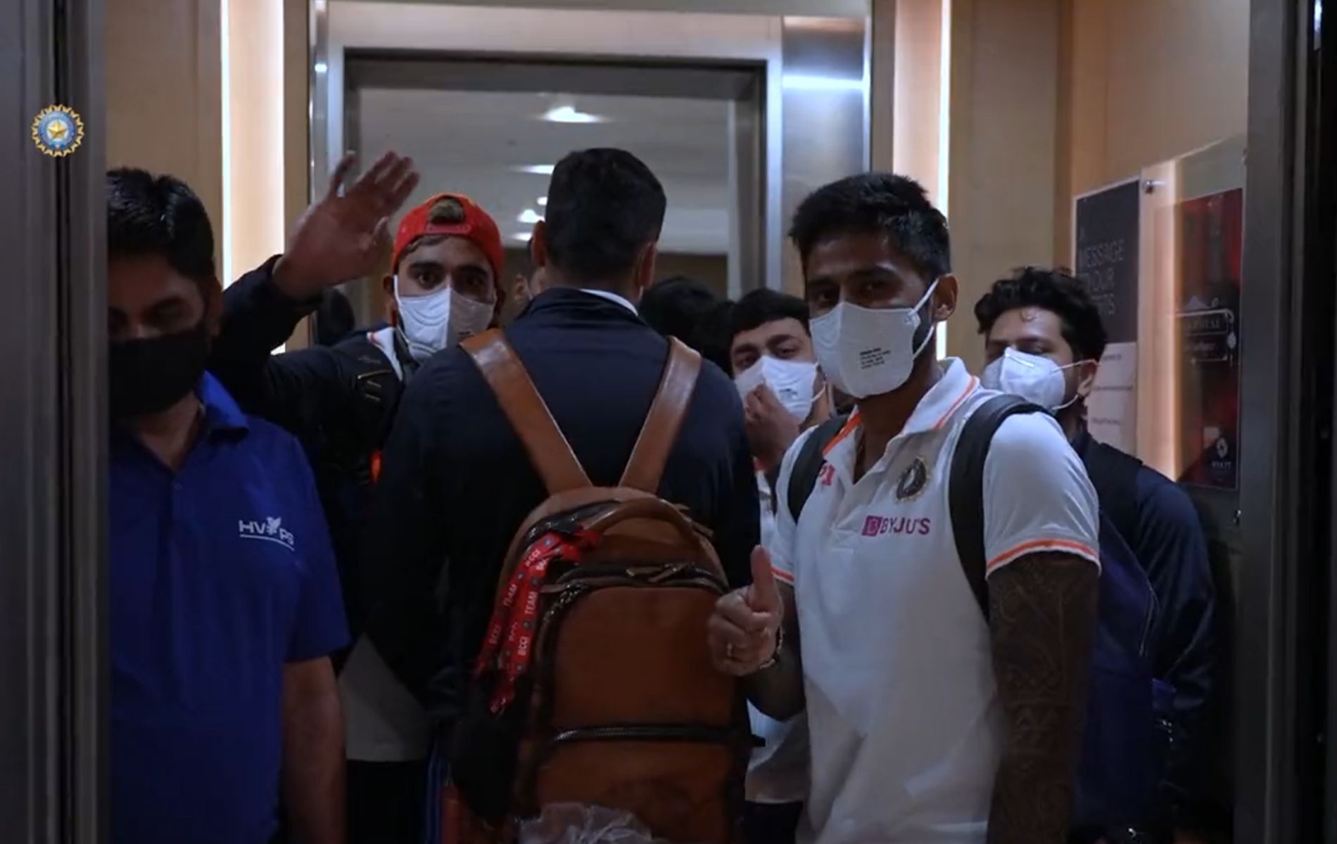 The Indian team at their hotel in Lucknow.