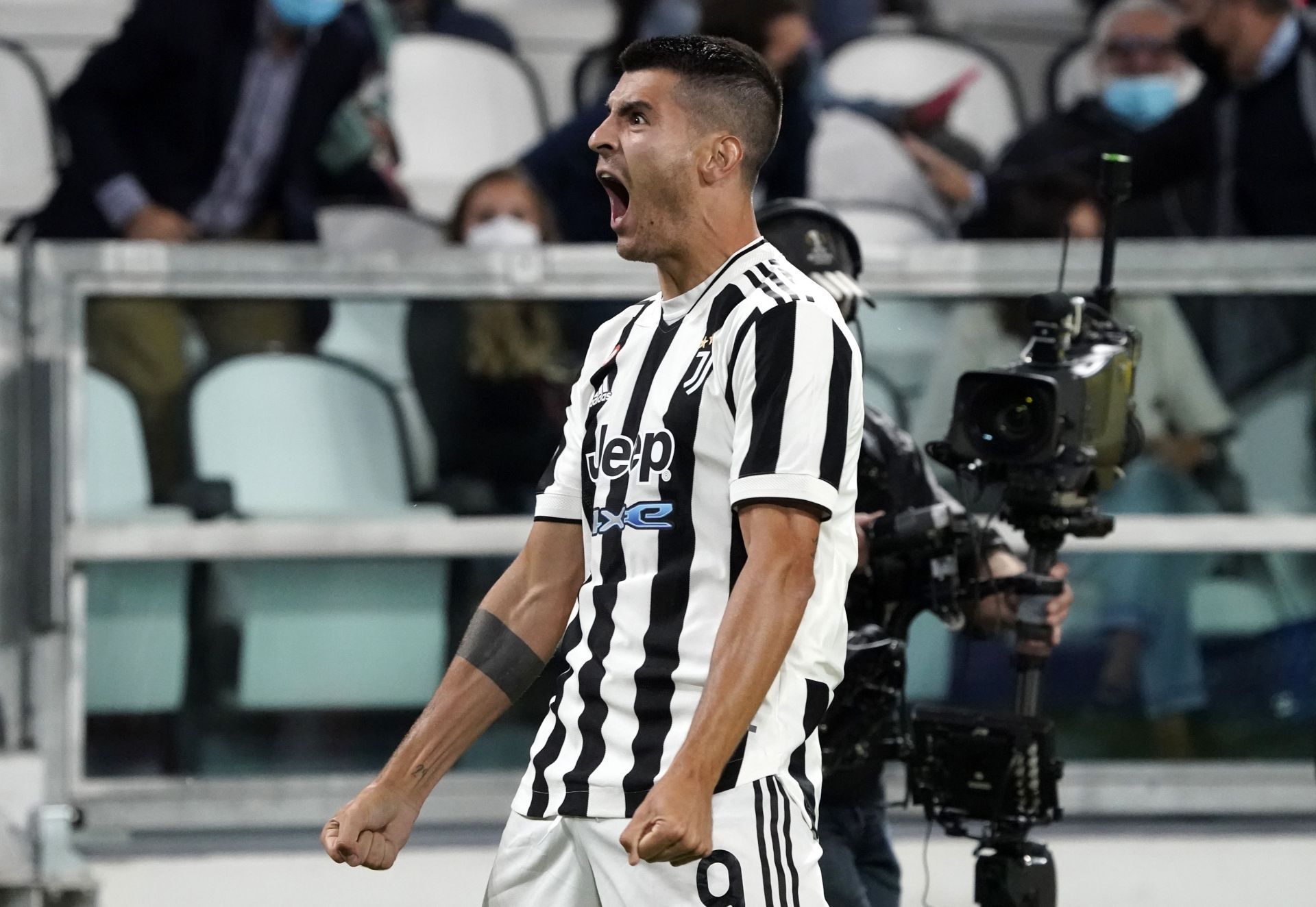 Alvaro Morata in action for Juventus v AC Milan - Serie A