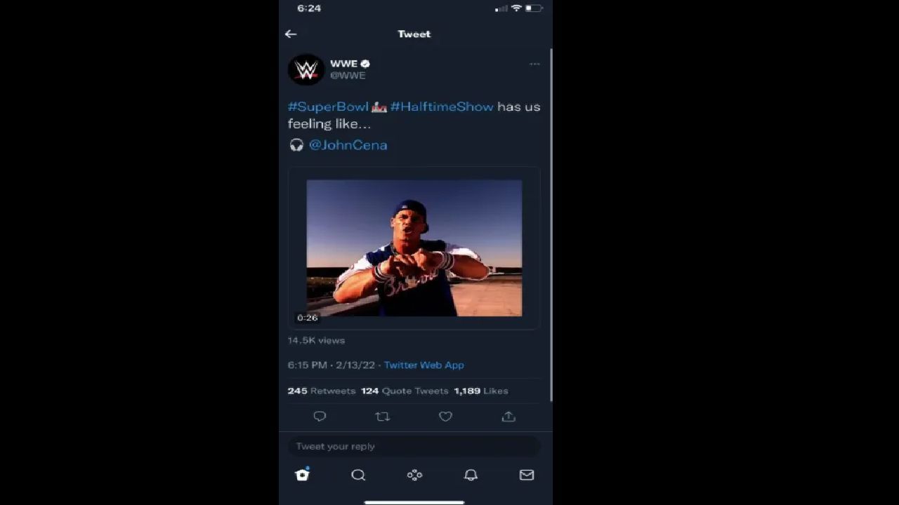 WWE's now-deleted tweet featuring Cena