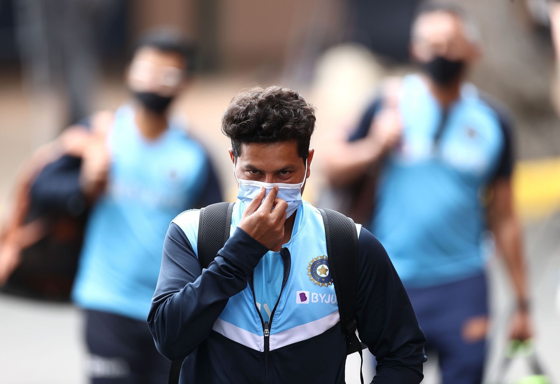 Kuldeep Yadav in action during an Indian net session