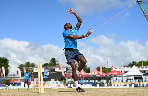 Jofra Archer bowls during a nets session. Pic: Getty Images