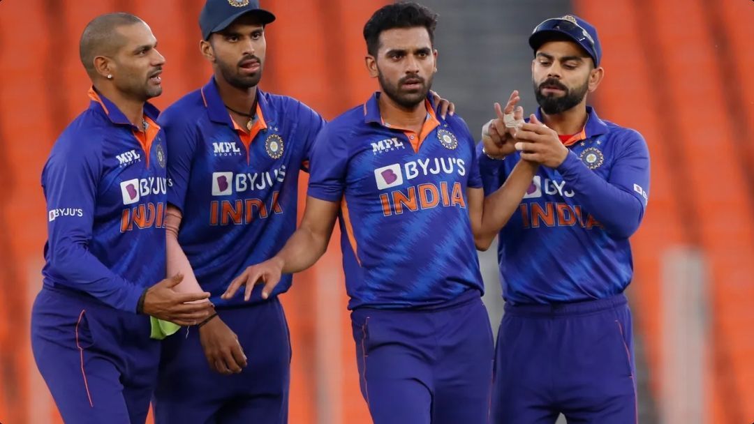 Deepak Chahar after getting a wicket in the 3rd ODI vs West Indies [P.C: BCCI]