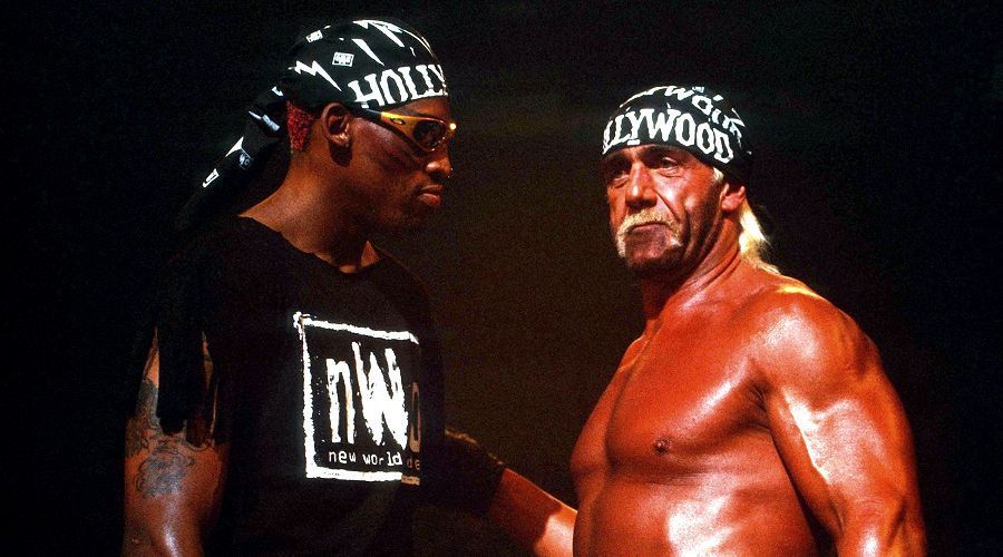 Dennis Rodman teamed with Hulk Hogan against Karl Malone and DDP at WCW Bash at the Beach 1998