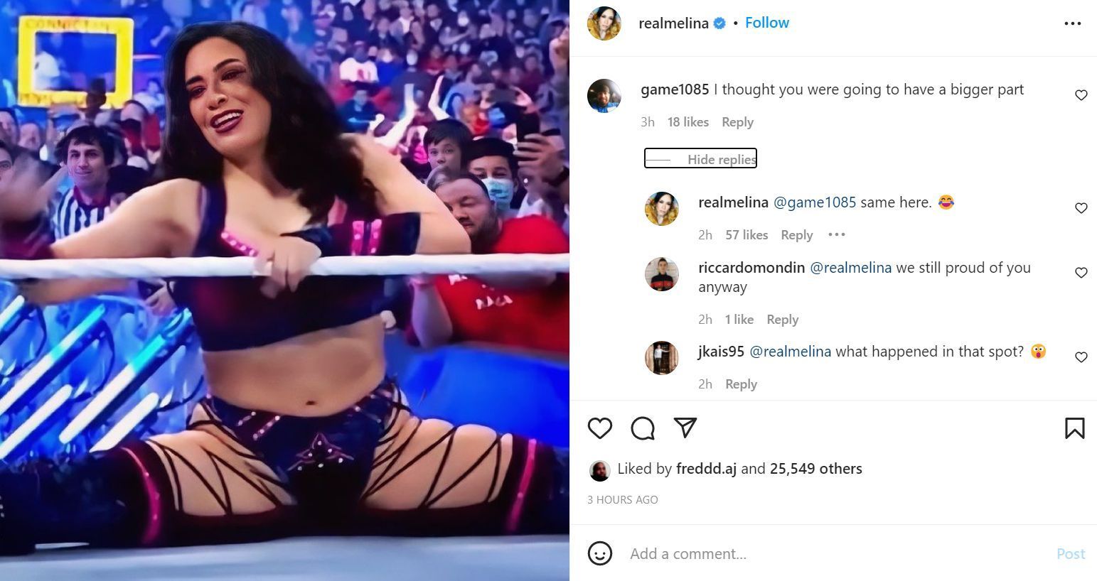 Melina responded to a fan on Instagram