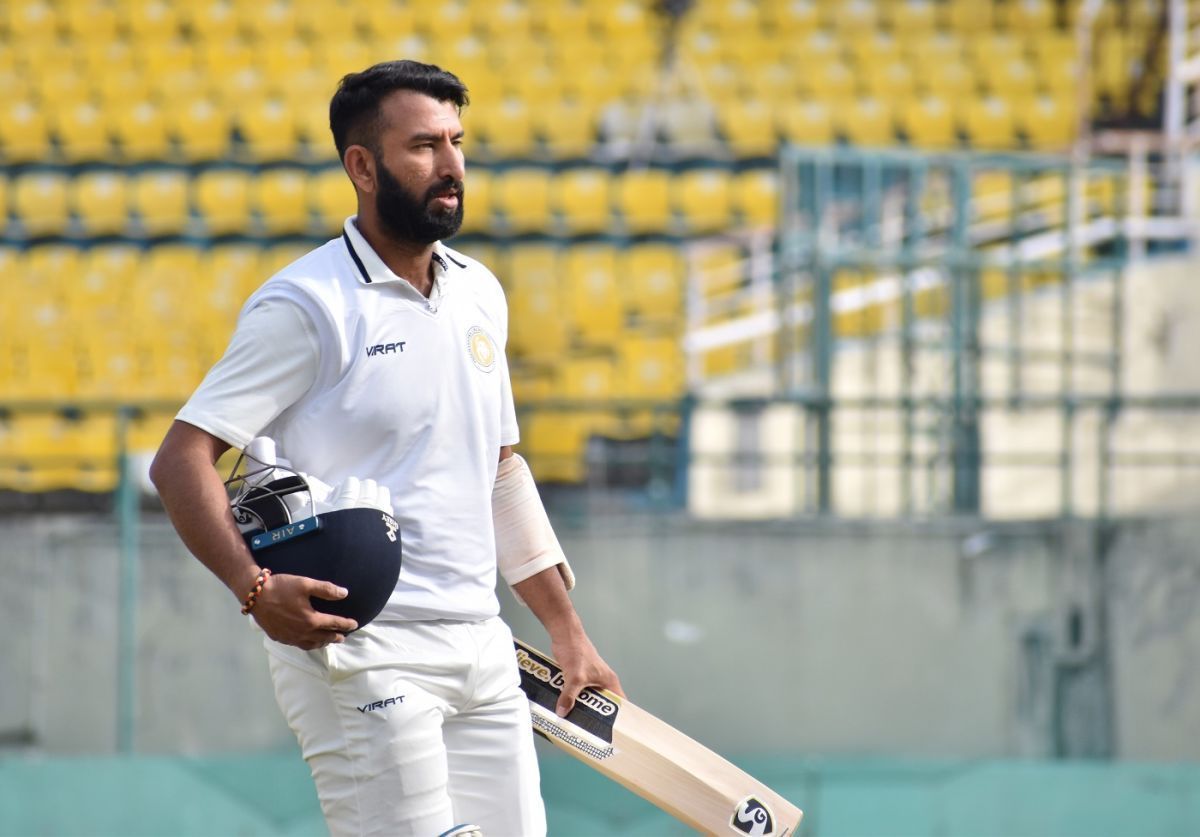 Cheteshwar Pujara got out for a duck against Mumbai (Credit: Shailesh Bhatnagar)