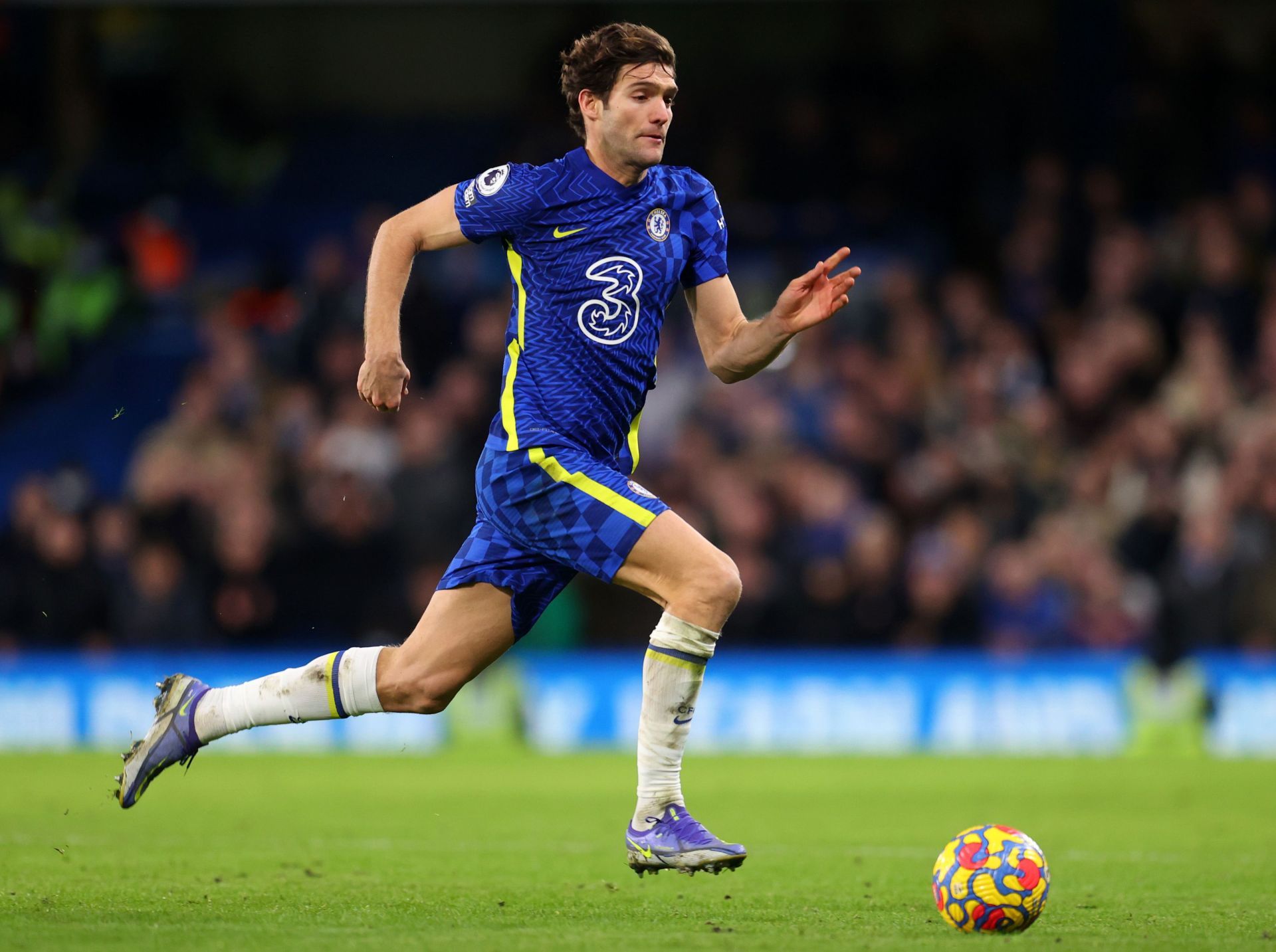 Marcos Alonso in action in the 2-2 draw with Liverpool - Premier League