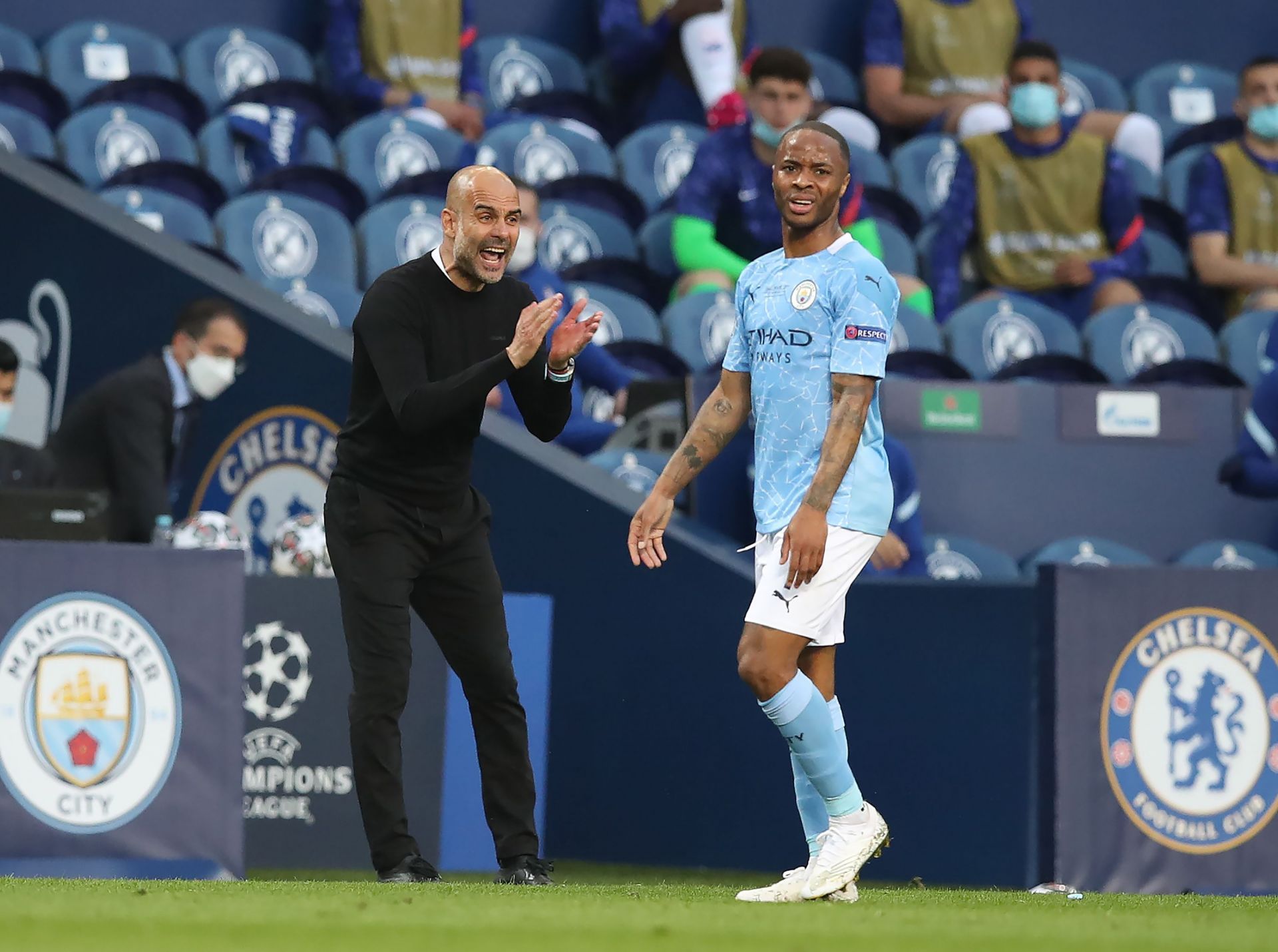 Raheem Sterling (right) has evolved into a world-class player under Guardiola (left).