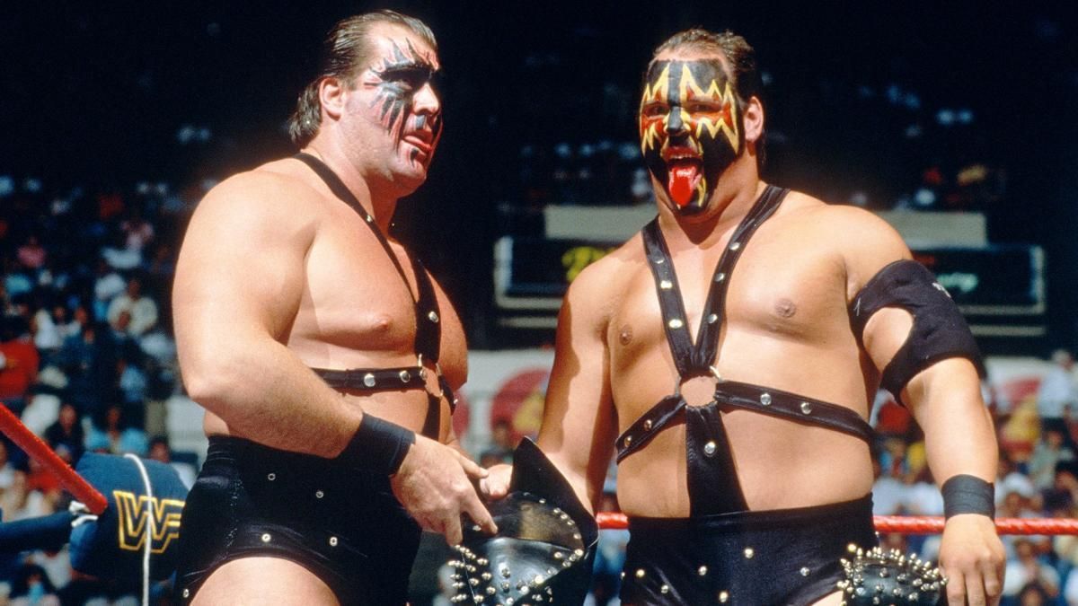 WWE tag team Demolition, preparing for battle