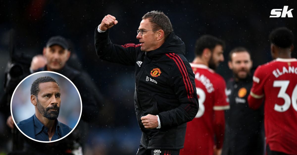 Manchester United interim boss Ralf Rangnick; [inset] Rio Ferdinand.