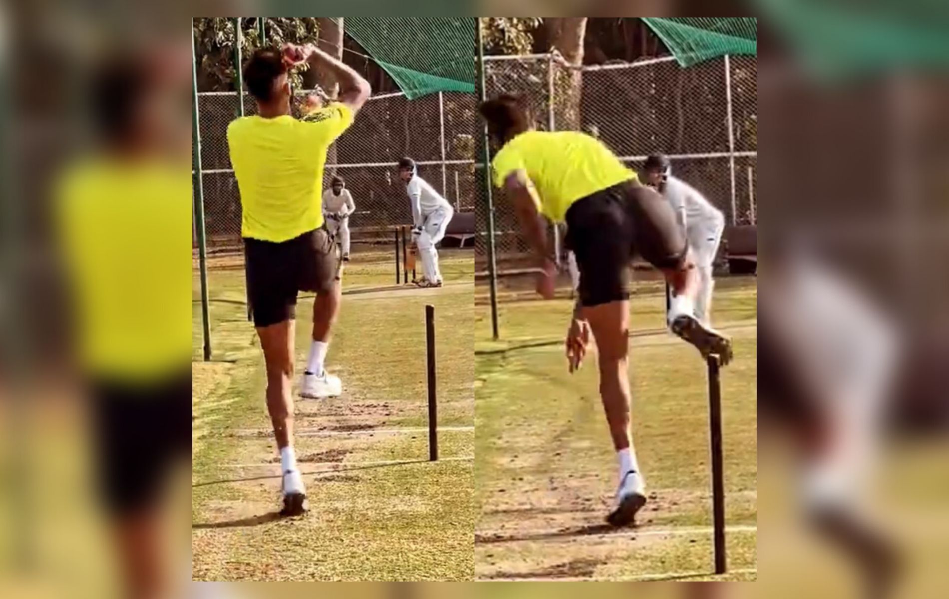 Hardik Pandya bowls in the nets. (Image source: Instagram)