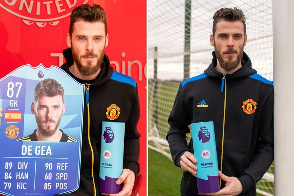 David De Gea with the Premier League Player of the Month award for January 2022